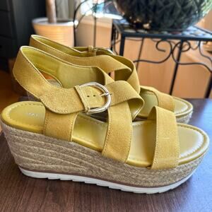 Marc Fisher Yellow Platform Espadrille Sandals